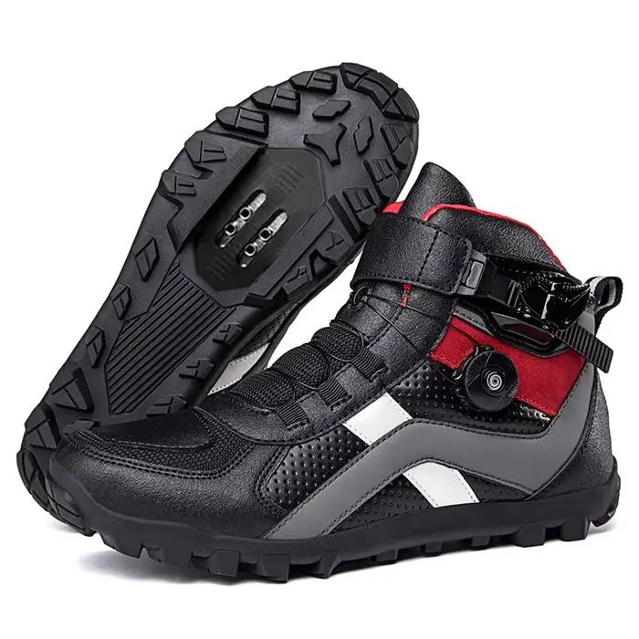 Chaussures de moto pour hommes, chaussures de cyclisme vtt, bottes hautes de randonnée d'hiver, Teni