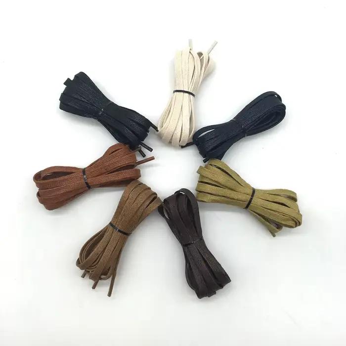 Lacets plats cirés en cuir lacets de chaussures décontractés imperméables bottes unisexe longueur de