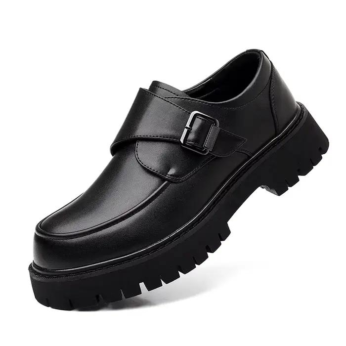 Chaussures en cuir italiennes pour hommes, chaussures d'extérieur à fond épais, chaussures Oxford à 