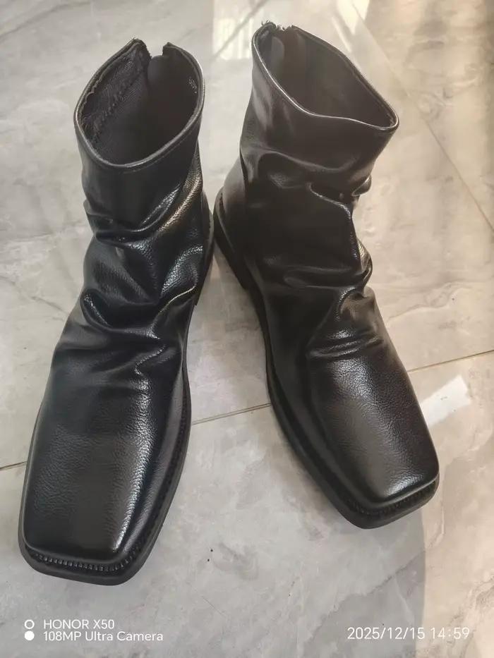 Bottes Chelsea décontractées pour hommes, tendance, Style britannique, grande taille, bout carré, co