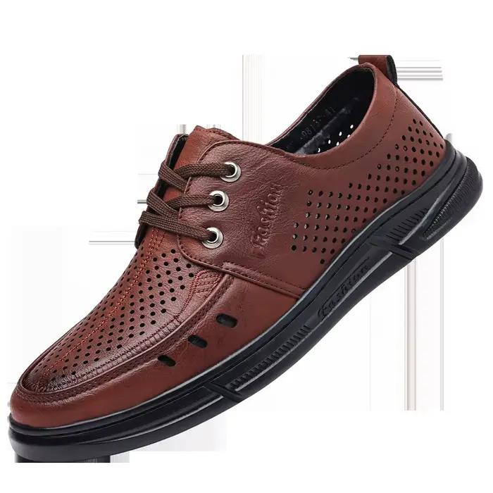 Mocassins d'été en cuir pour hommes, chaussures de luxe, de styliste, faits à la main, respirants, l