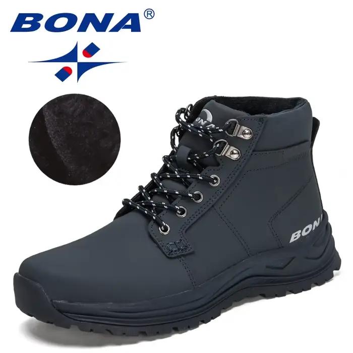 BONA nouveaux créateurs de mode rétro cheville Action bottes en cuir hommes bottes d'hiver hautes en
