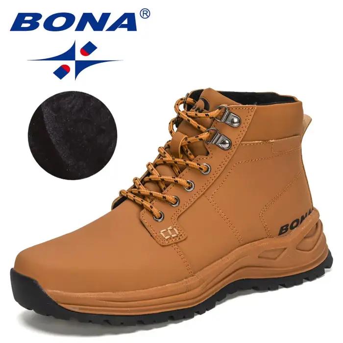 BONA nouveaux créateurs de mode rétro cheville Action bottes en cuir hommes bottes d'hiver hautes en