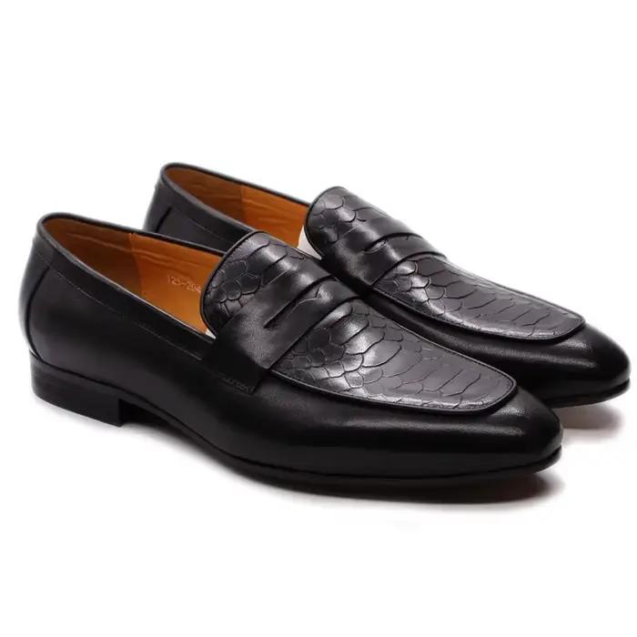 FELIX CHU luxe hommes mocassins chaussures en cuir véritable imprimé serpent fête de mariage décontr