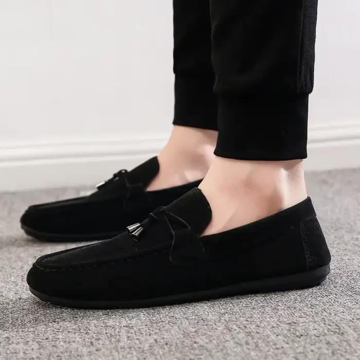 Mocassins souples en cuir véritable pour hommes, chaussures plates de conduite Gommino, haute qualit