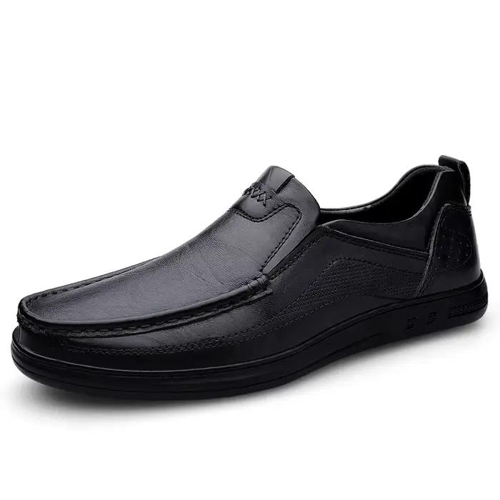 Mocassins italiens en cuir véritable pour hommes, chaussures d'affaires, chaussures de travail forme