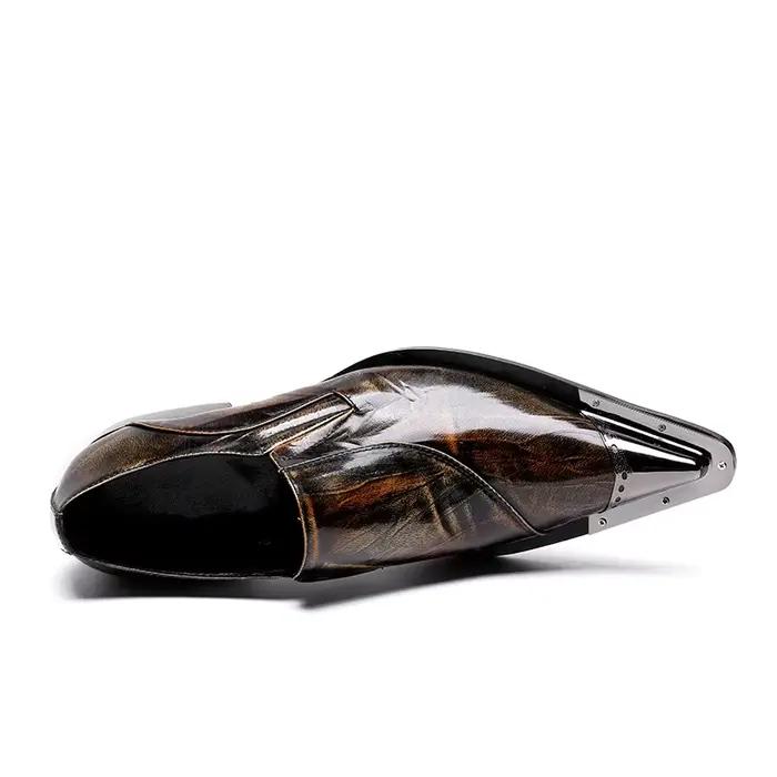 Christina Bella – chaussures en cuir véritable pour hommes, Style britannique, marron, à bout pointu