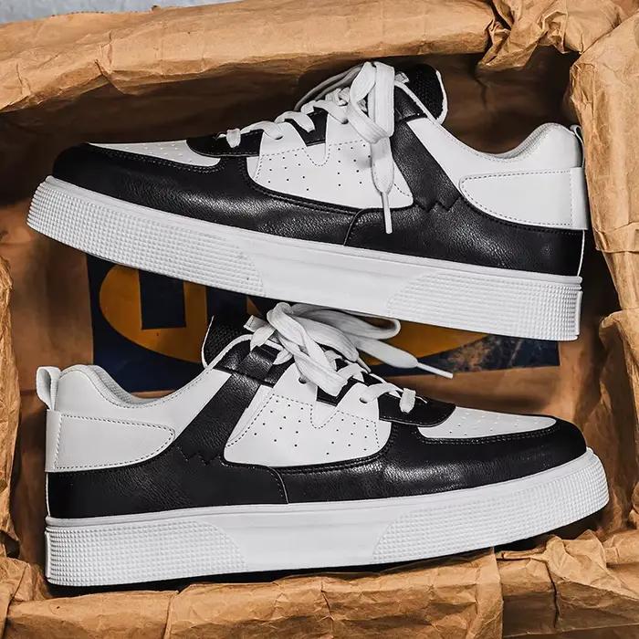 LOEIKAN Baskets décontractées blanches pour hommes |   Chaussures de skate légères à tige basse |   