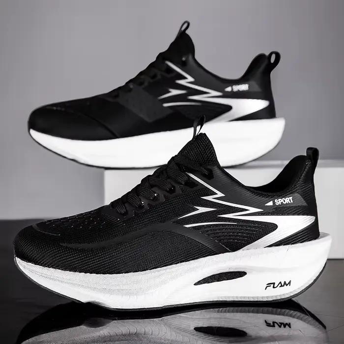 Chaussures de course pour hommes, baskets de marathon avec plaque en carbone, coussin d'air, respira