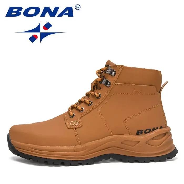 BONA nouveaux créateurs de mode rétro cheville Action bottes en cuir hommes bottes d'hiver hautes en