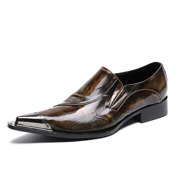 Christina Bella – chaussures en cuir véritable pour hommes, Style britannique, marron, à bout pointu