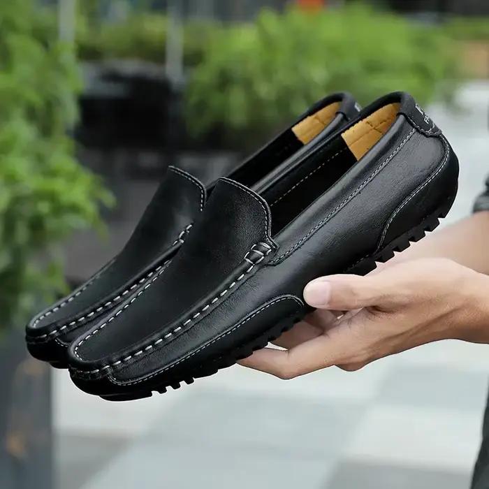 Mocassins en cuir respirants pour hommes, chaussures décontractées à enfiler, style italien, pour la