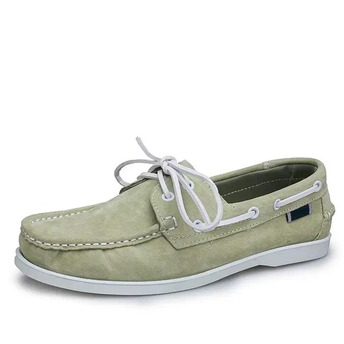 Chaussures bateau décontractées pour hommes en cuir à lacets, style britannique polyvalent, semelle 