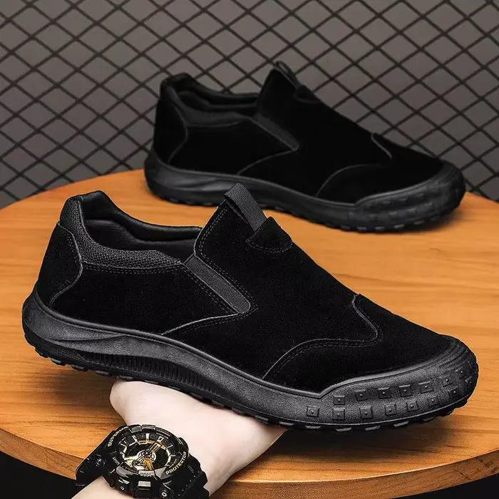 Chaussures plates pour hommes, décontractées, sportives, respirantes, en cuir, confort amélioré, mi-