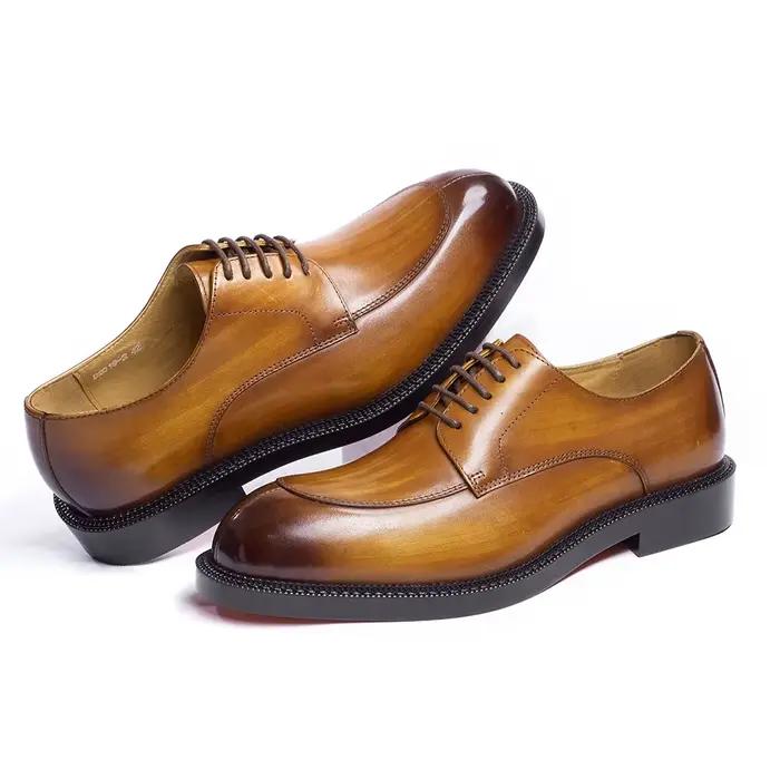 Classique italien marque de luxe hommes élégant noir chaussures habillées authentique en cuir vérita