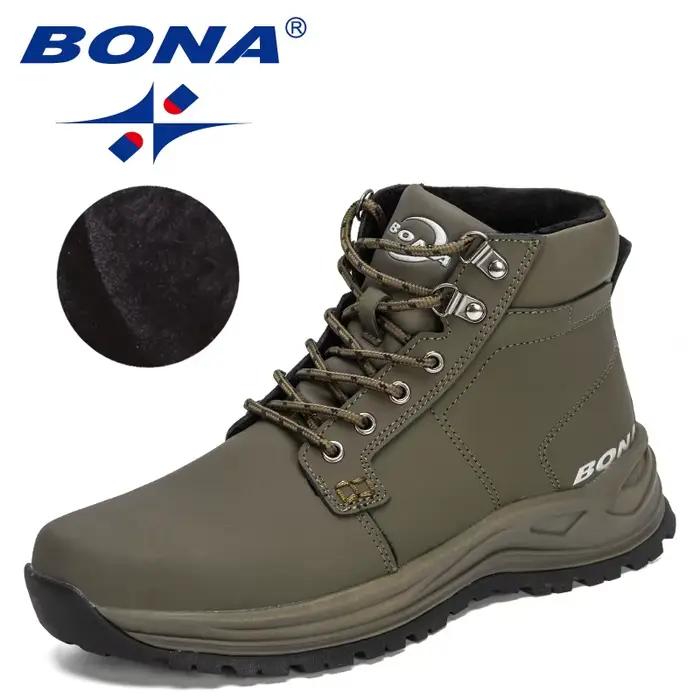 BONA nouveaux créateurs de mode rétro cheville Action bottes en cuir hommes bottes d'hiver hautes en