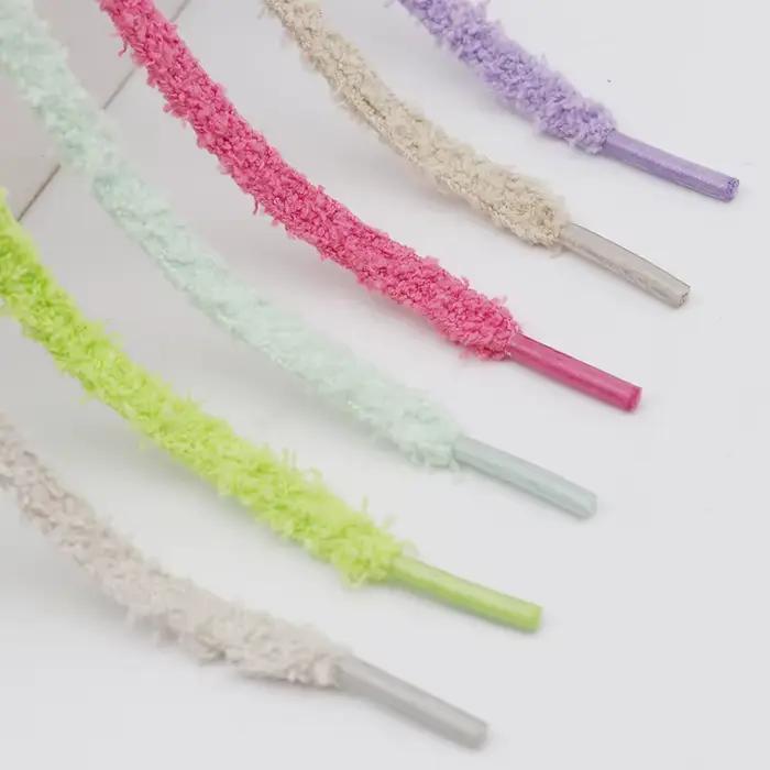 Coolstring lacets moelleux en peluche 7mm de large lacets monocouche plats lacets ultra-doux à la mo