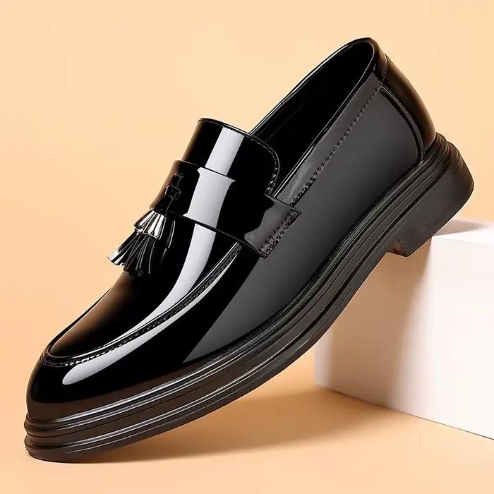 Chaussures en cuir décontractées pour hommes, chaussures de mariage pour le marié, semelle souple, c