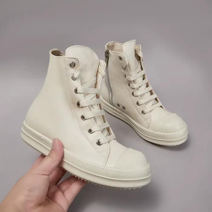 Marque femmes chaussure décontracté haut hommes Sneaker en cuir blanc bottine concepteur fermeture é