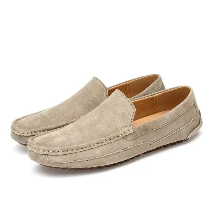 Mocassins en cuir suédé pour hommes, chaussures de luxe décontractées, bateau, faites à la main, cha