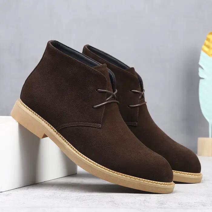 Bottes Chelsea en daim pour hommes, grandes tailles, à bout pointu, simples, élégantes, respirantes,