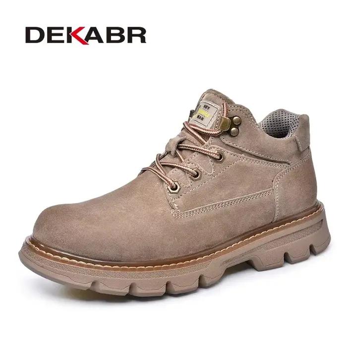 DEKABR-Bottes classiques en cuir véritable pour hommes, chaussures d'extérieur décontractées, semell