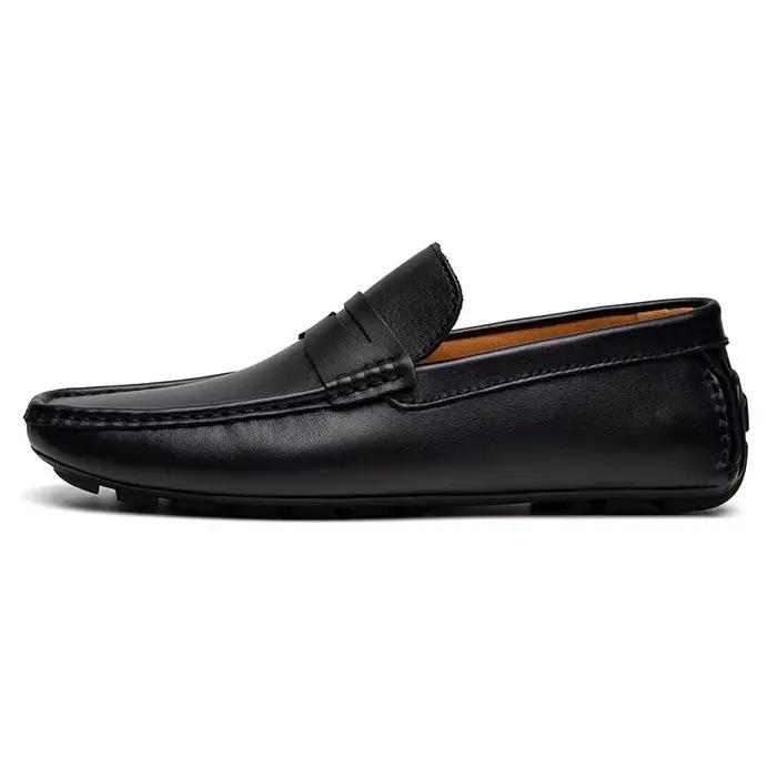 Mocassins rouges en cuir véritable pour hommes, chaussures décontractées à enfiler, cuir naturel, cr