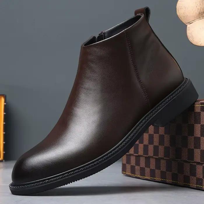 Bottes Chelsea pour homme automne hiver bottes en cuir pour hommes Style britannique chaussures haut
