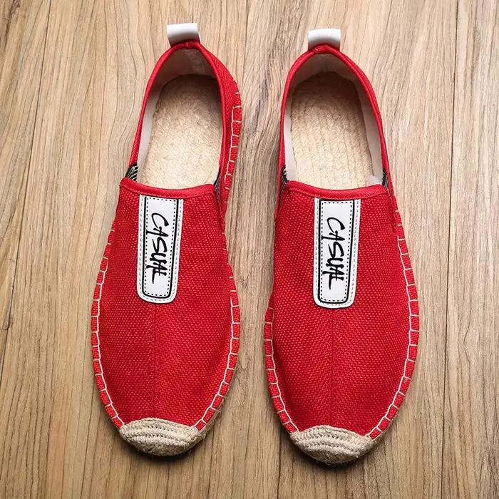 Lin mâle chaussures décontractées mocassins chaussures plates pour hommes tissage pêcheur chaussures