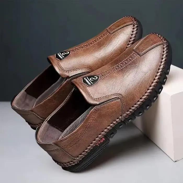 Chaussures en cuir pour hommes, chaussures décontractées à semelle souple, chaussures plates confort