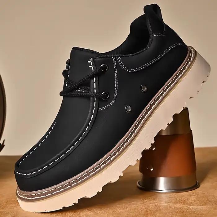 Chaussures de travail tendance pour hommes, à lacets, confortables, plates, style Oxford, rétro brit