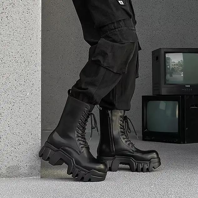 Chaussures en cuir de haute qualité pour homme bottes à plate-forme de créateur de mode pour homme h
