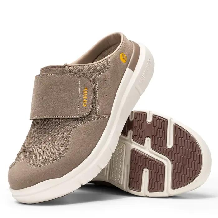 FitVille – Chaussons orthopédiques pour hommes à coupe large avec soutien de la voûte plantaire, res