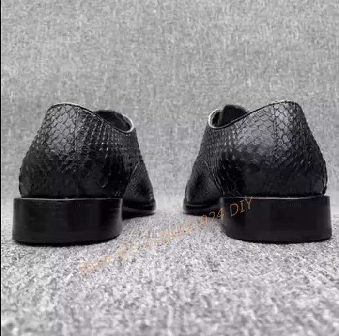 Chaussures Oxford en cuir noir à motif pierre pour homme, style gentleman, à lacets, pour affaires, 