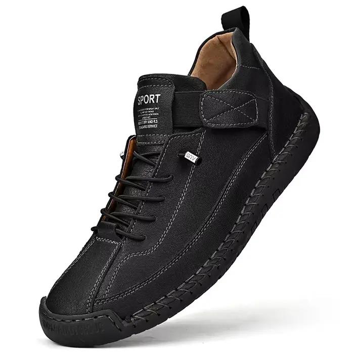 Chaussures en cuir cousues à la main pour hommes, légères, antidérapantes, décontractées, de marche,