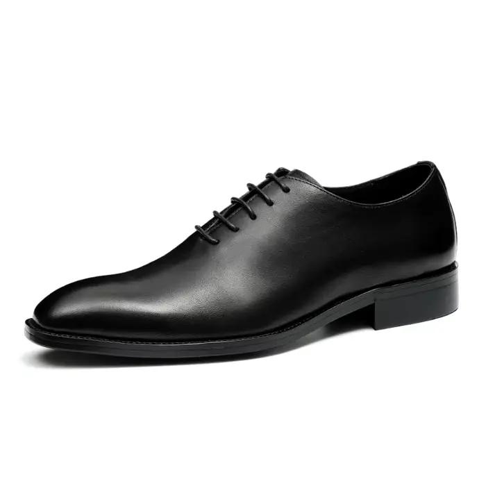 Chaussures habillées d'affaires anglaises pour hommes, chaussures Oxford en cuir entier faites à la 