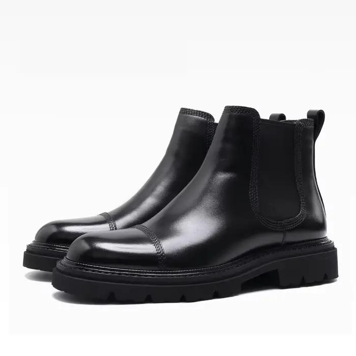 Chelsea hommes anglais à semelles épaisses haut chaussures en cuir faites à la main vêtements de cér