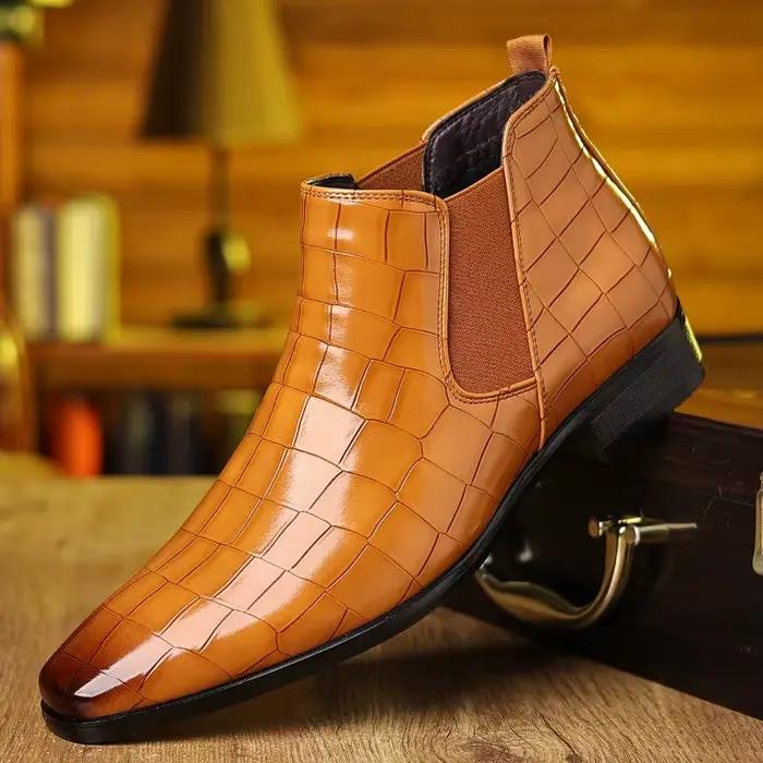 Nouveaux hommes chaussures en cuir classiques mode luxe mâle Buiness pierre modèle chaussures habill