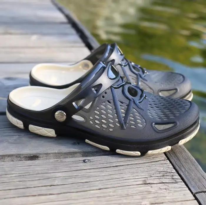 Sandales de plage pour hommes, chaussures d'été unisexes, pantoufles creuses, tongs d'extérieur, liv