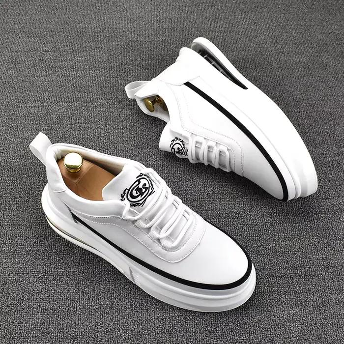 Style coréen hommes mode plate-forme chaussures respirant original en cuir chaussure coussin d'air b