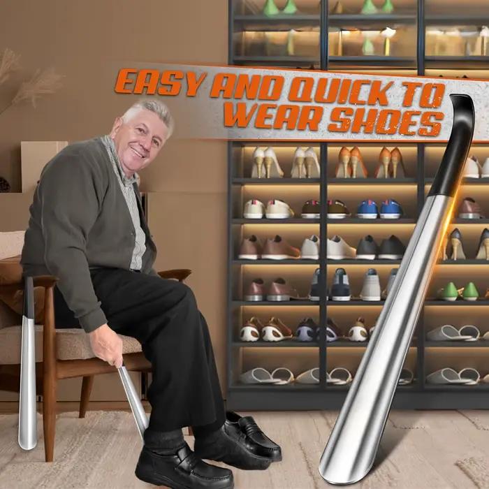 Chausse-pied en acier inoxydable à long manche ergonomique pour personnes âgées design moderne et élégant pour usage quotidien et occasions spéciales