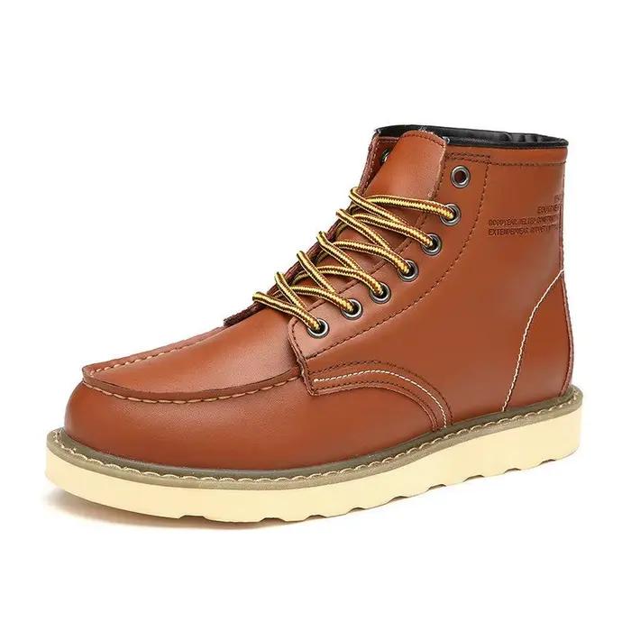 Bottines de Cowboy à lacets en cuir véritable pour hommes