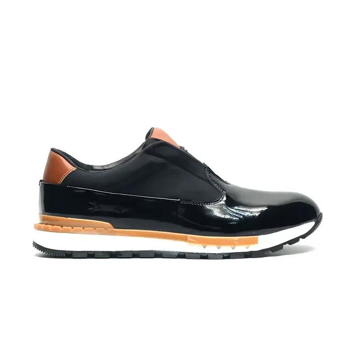Baskets Oxford pour hommes en cuir verni véritable à lacets semelle antidérapante lisses pour bureau fêtes décontractées occasions spéciales pour homme