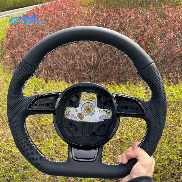 Pour Audi A3 8V, A4 B8.5, A5 B8.5, Q3 8U, Q5 8R, modification pour volant sport à fond plat, volant nu, surpiqûres blanches