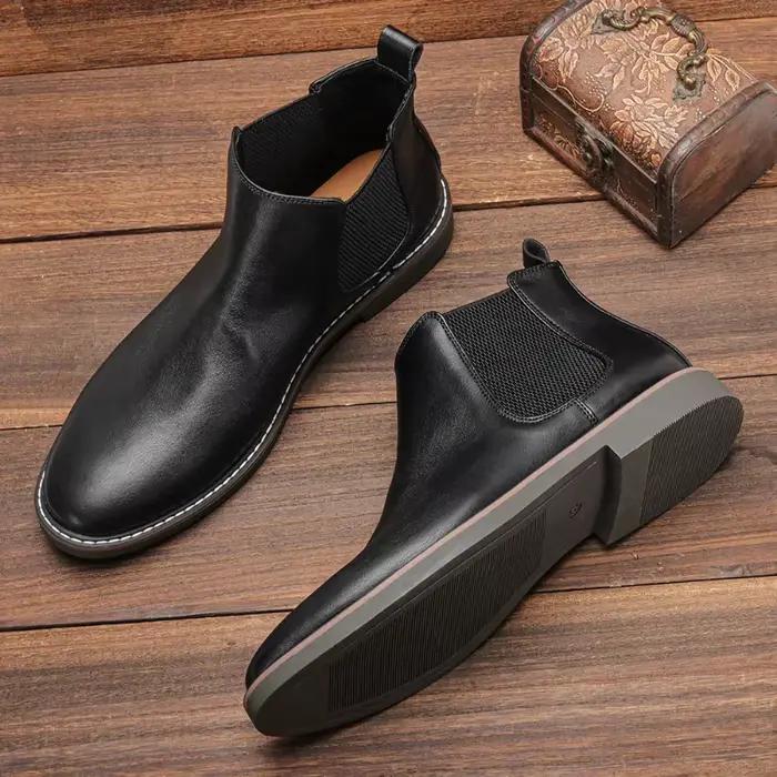 Bottes Chelsea de luxe en cuir pour homme, style britannique rétro, confort et élégance pour les saisons printemps et automne, idéal pour le travail et les occasions spéciales