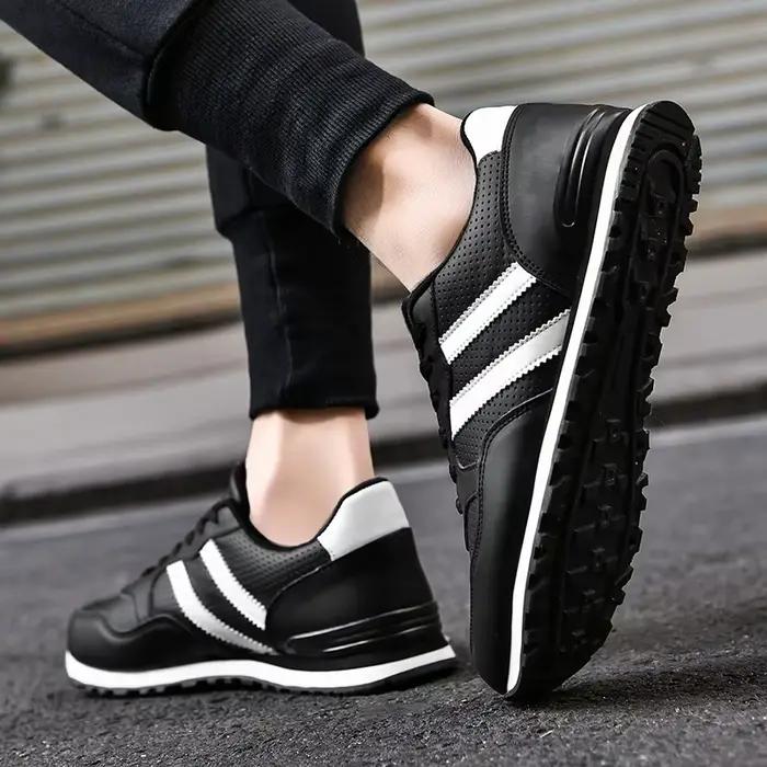 Chaussures PUAMSS en cuir artificiel pour homme, baskets de course respirantes et légères pour printemps et automne, idéales pour les courses, randonnées et style décontracté