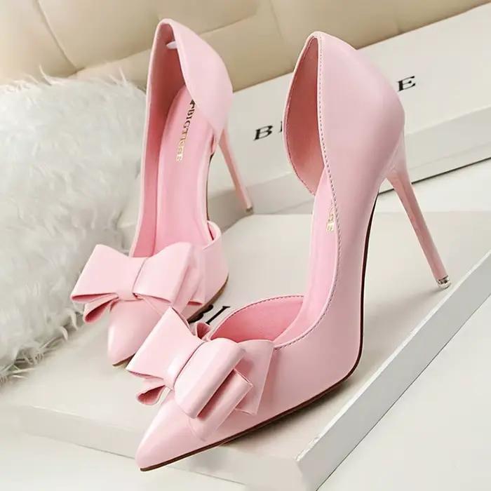 Chaussures de soirée pour femmes élégantes talons fins haute qualité couleur noir rose jaune soirée mariage occasions spéciales