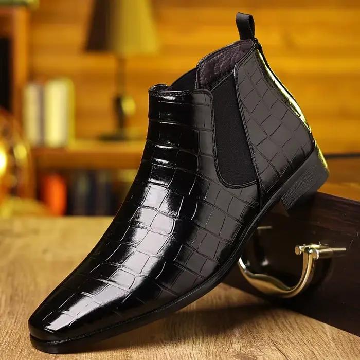 Bottes en cuir classiques style britannique pour homme résistante à l'eau et déodorisante idéales pour le printemps automne et occasions spéciales