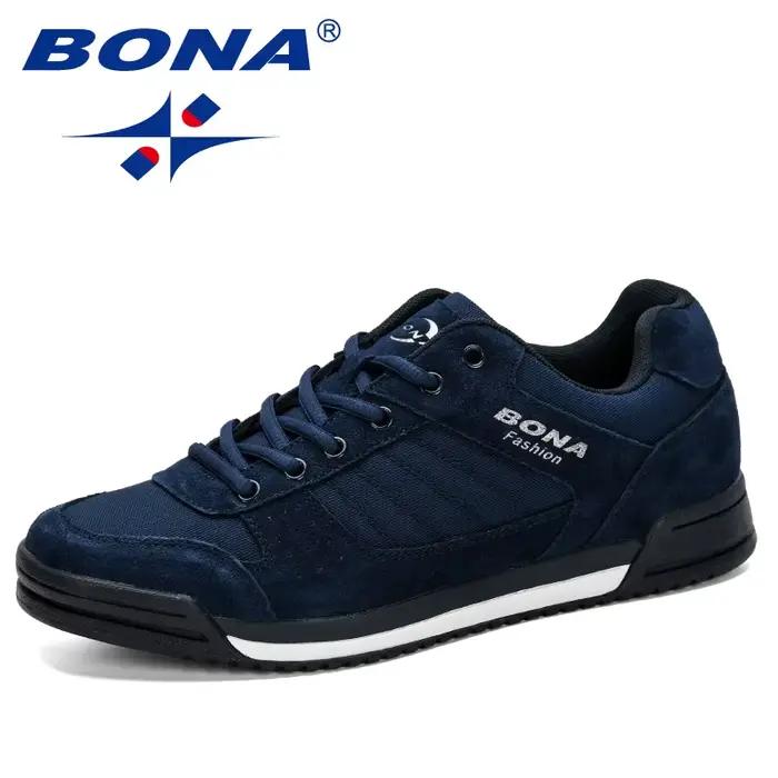 Baskets Bona en cuir robuste pour homme, résistantes et respirantes, idéales pour le skate et les activités de plein air