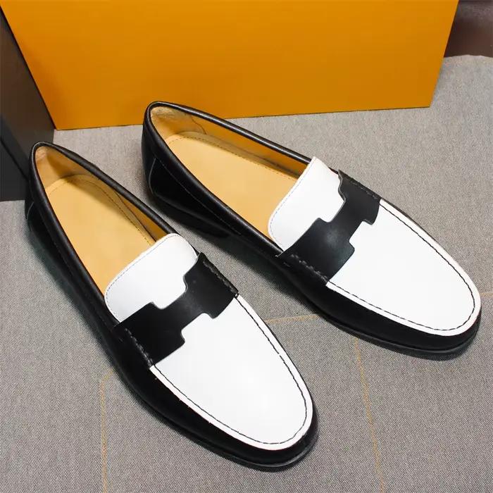 Chaussures de mariage Felix Chu mocassins bout pointu cuir véritable noirs et blancs pour hommes occassions spéciales